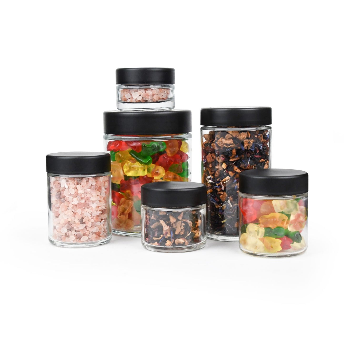 2oz Child Resistant Glass Jars with Black Caps 3.5 Grams - 200 COUNT