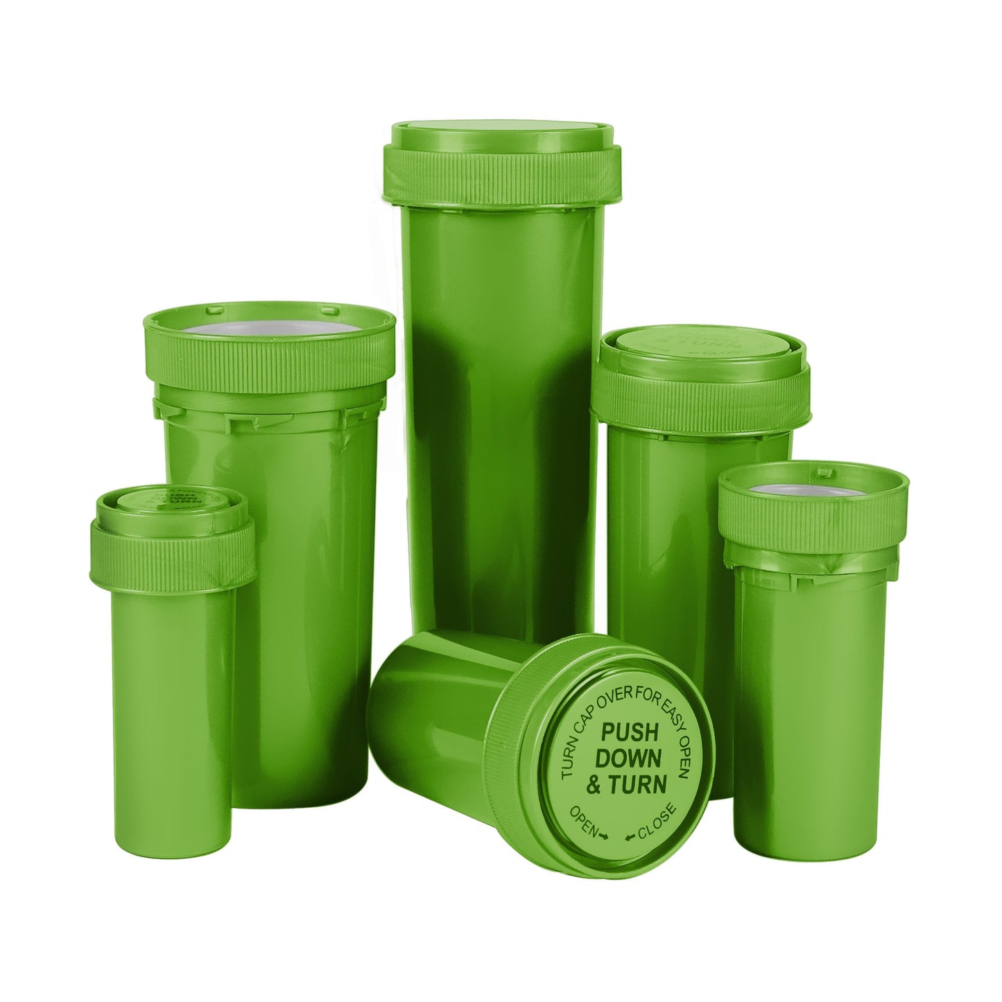 20 Dram Push Down & Turn Cap Opaque Green - 240 COUNT