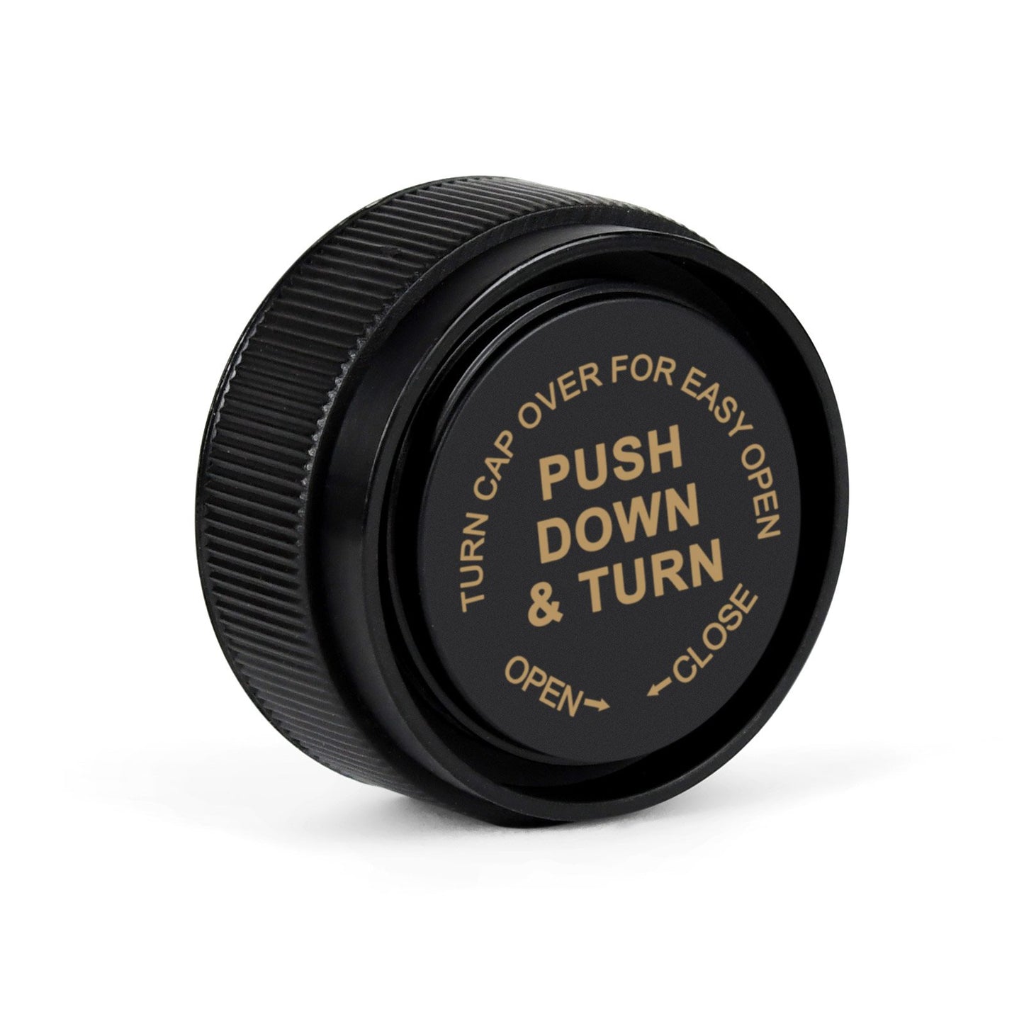 20 Dram Push Down & Turn Cap Opaque Black - 240 COUNT
