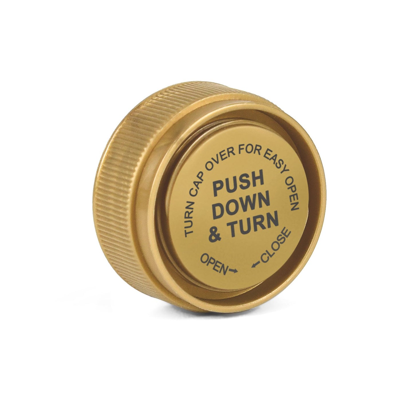 20 Dram Push Down & Turn Cap Opaque Gold - 240 COUNT