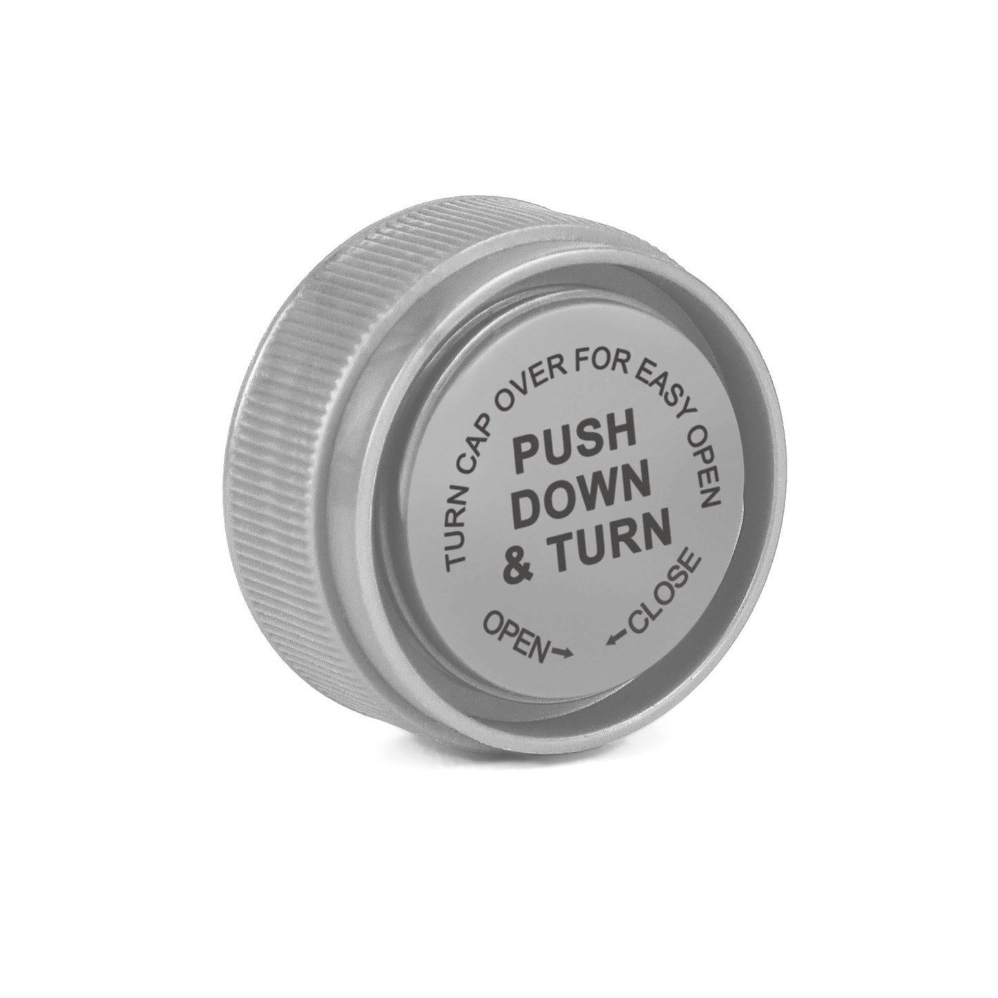 8 Dram Push Down & Turn Cap Opaque Silver - 410 COUNT