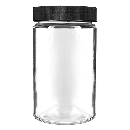 10oz Glass Jars with Black Caps 14-Grams 72 COUNT