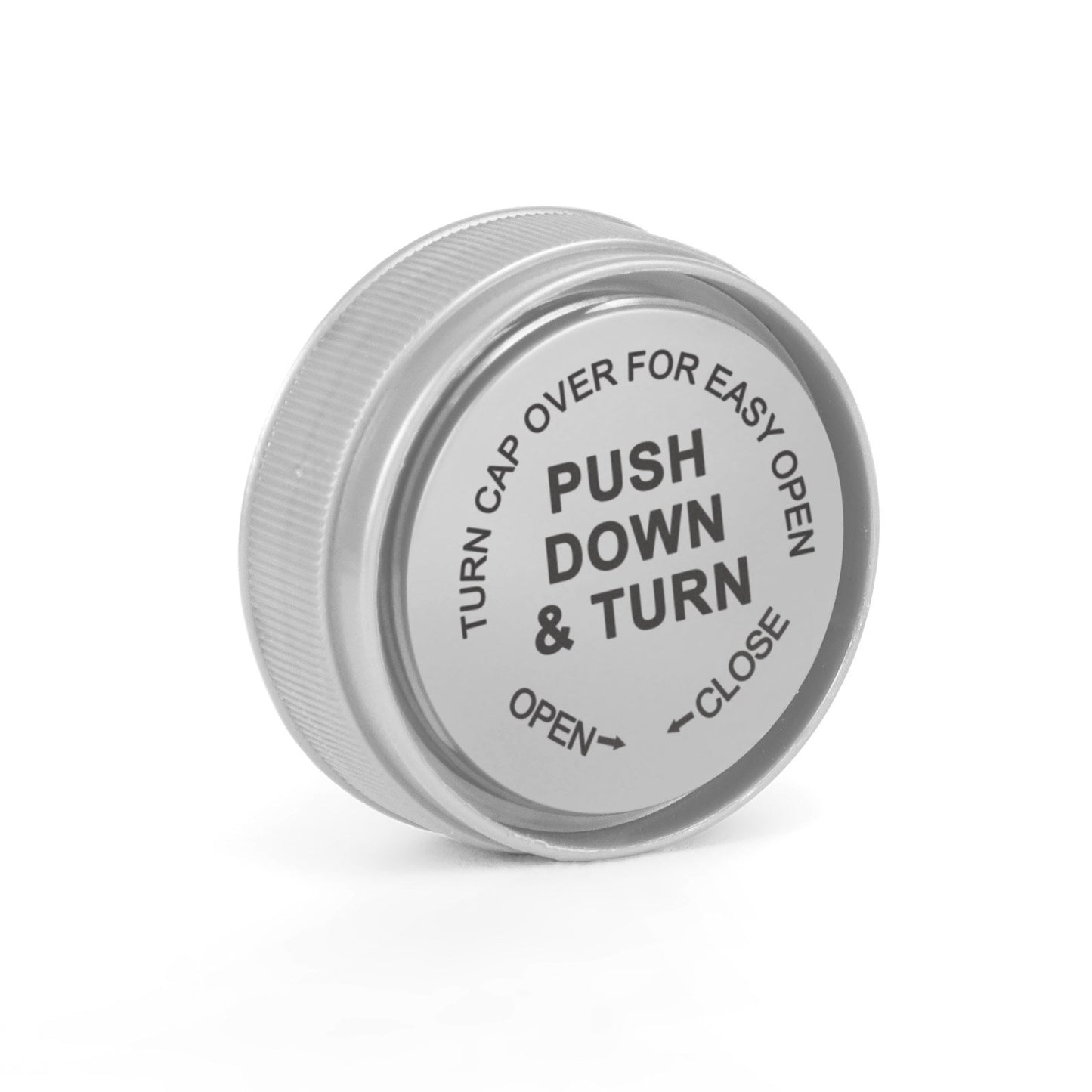 20 Dram Push Down & Turn Cap Opaque Silver - 240 COUNT