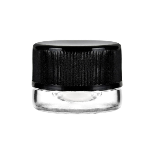 5ML CHILD RESISTANT GLASS JAR WITH BLACK CAP - 1 GRAM - 160 COUNT
