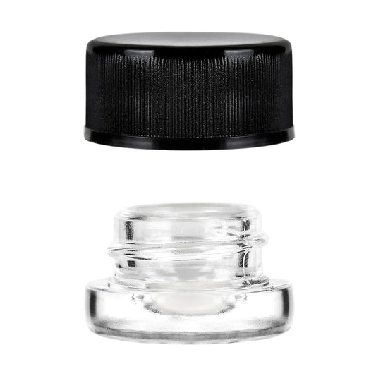 5ML CHILD RESISTANT GLASS JAR WITH BLACK CAP - 1 GRAM - 160 COUNT
