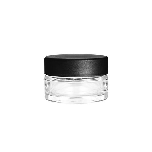 1oz Child Resistant Glass Jars with Black Caps 1-2 Grams 200 COUNT